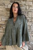 Santos Cotton Zahra Embroidered Smock Khaki /5=